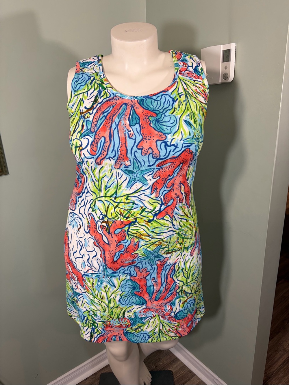136. Ronni Nicole Vibrant Coral Reef Print Dress - Multi